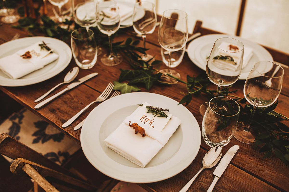 Jessica wore a Claire Pettibone gown from Ellie Sanderson in Surrey for her country village wedding that was full of fun and charm. Photography by Frankee Victoria.