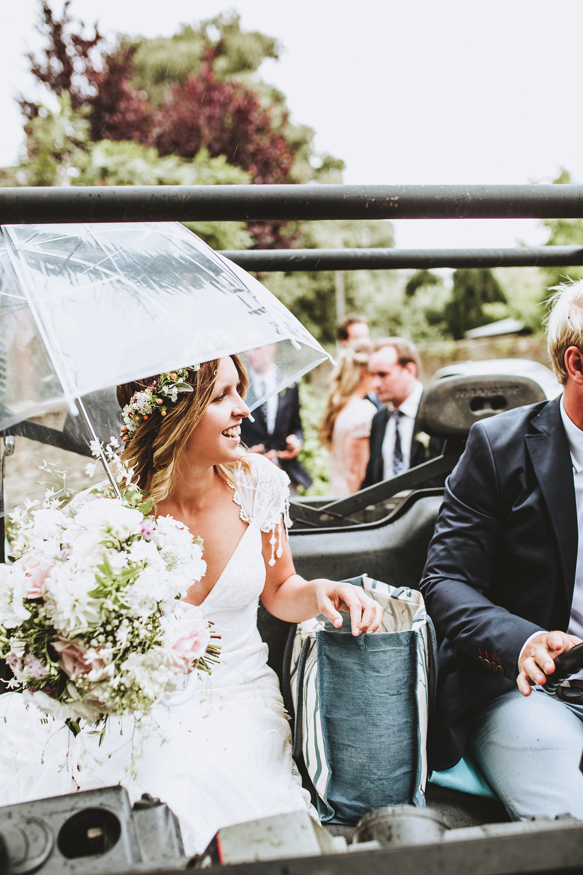 Jessica wore a Claire Pettibone gown from Ellie Sanderson in Surrey for her country village wedding that was full of fun and charm. Photography by Frankee Victoria.