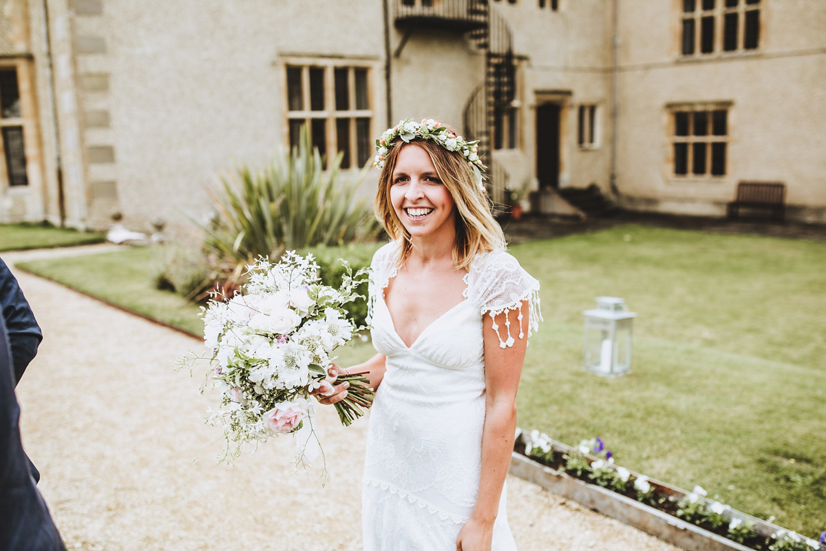 Jessica wore a Claire Pettibone gown from Ellie Sanderson in Surrey for her country village wedding that was full of fun and charm. Photography by Frankee Victoria.