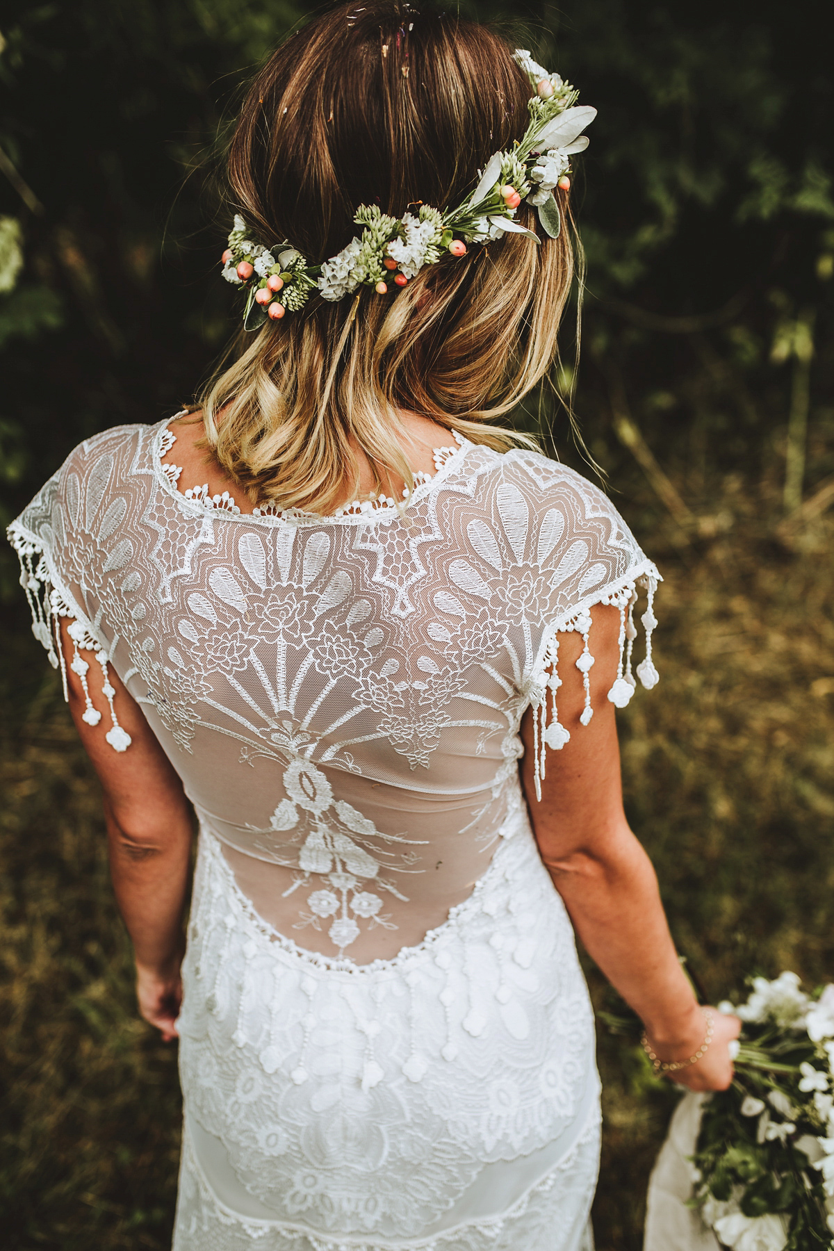 Jessica wore a Claire Pettibone gown from Ellie Sanderson in Surrey for her country village wedding that was full of fun and charm. Photography by Frankee Victoria.