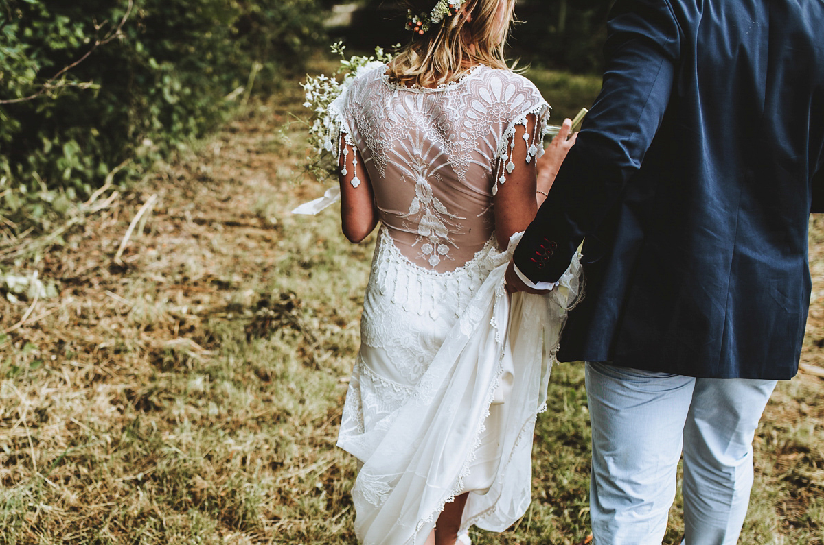 Jessica wore a Claire Pettibone gown from Ellie Sanderson in Surrey for her country village wedding that was full of fun and charm. Photography by Frankee Victoria.