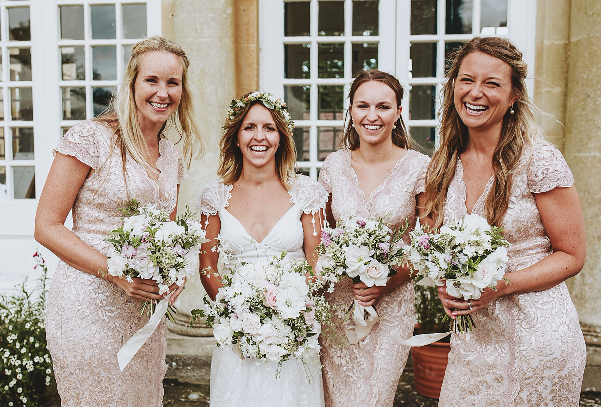 Jessica wore a Claire Pettibone gown from Ellie Sanderson in Surrey for her country village wedding that was full of fun and charm. Photography by Frankee Victoria.