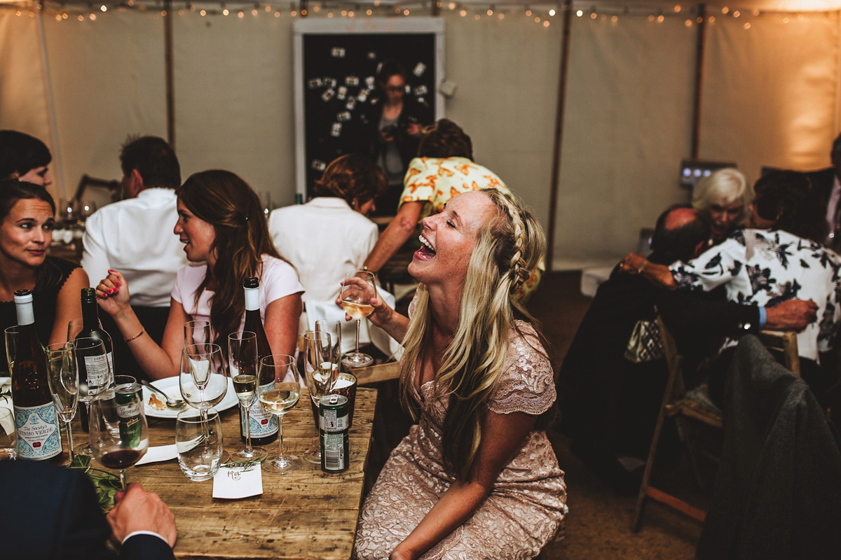 Jessica wore a Claire Pettibone gown from Ellie Sanderson in Surrey for her country village wedding that was full of fun and charm. Photography by Frankee Victoria.