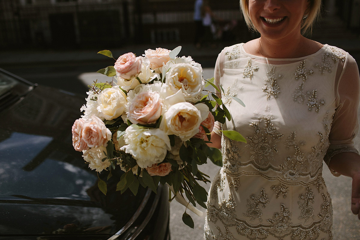 Helaina wore a short, beaded dress from Monsoon for her Westminster wedding. Photography by Emilie White. Helaina and Dan had a larger wedding celebration in France and we'll be sharing those images on Sunday 8th January 2017.