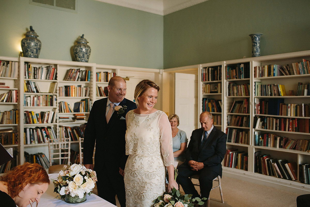 Helaina wore a short, beaded dress from Monsoon for her Westminster wedding. Photography by Emilie White. Helaina and Dan had a larger wedding celebration in France and we'll be sharing those images on Sunday 8th January 2017.