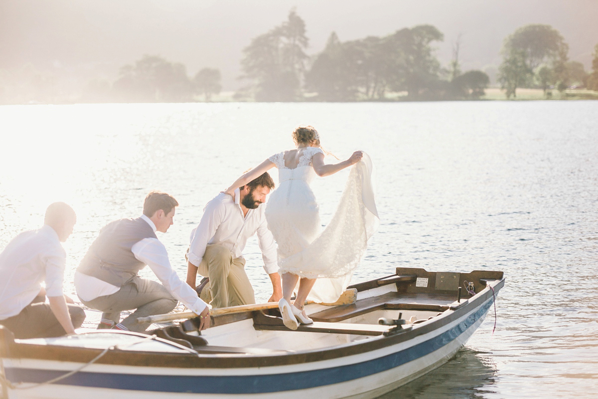 Kirsty wore a Stewart Parvin gown for her elegant and charming English Lake District wedding. Photography by Jessica Reeve.