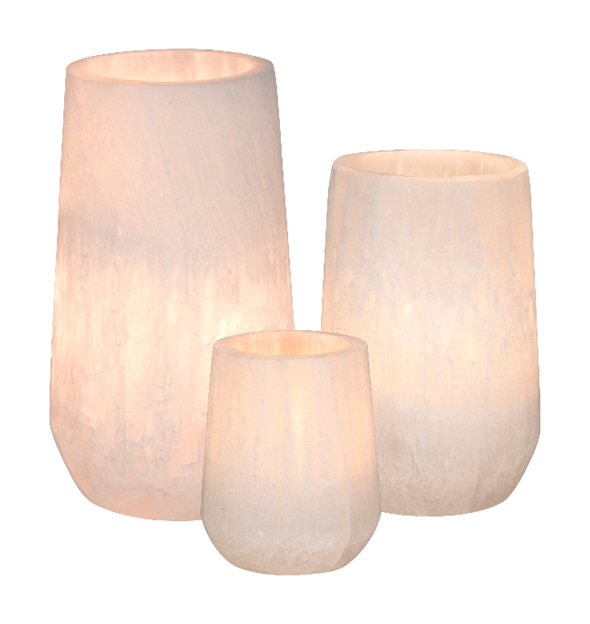 Cozy Living Ancient Moonstone Selenite candle holders, £70 Cozy Living Ancient Moonstone Selenite candle holders, £70
