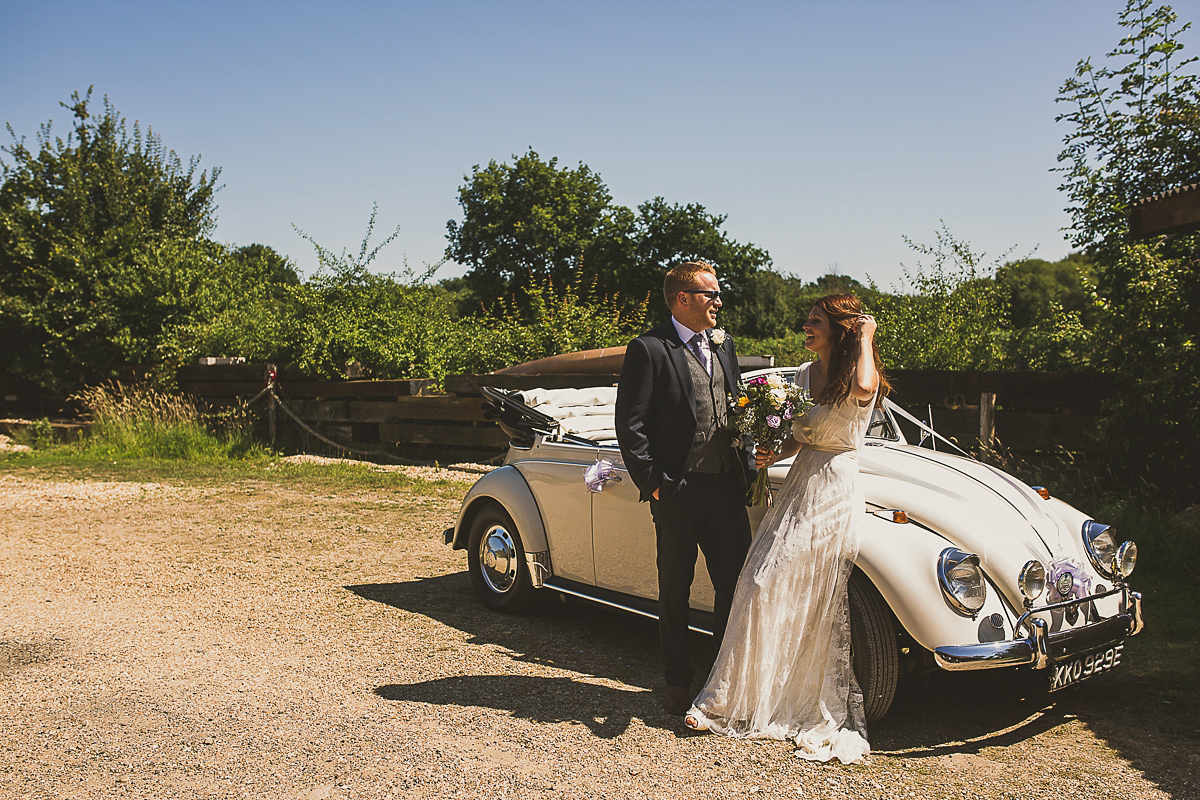 Ashleigh wore an elegant Charlie Brear gown for her sunshine and sunflower filled wedding. A Mariachi band entertained guests at the reception. Bridesmaids wore ASOS. Photography by The Springles.