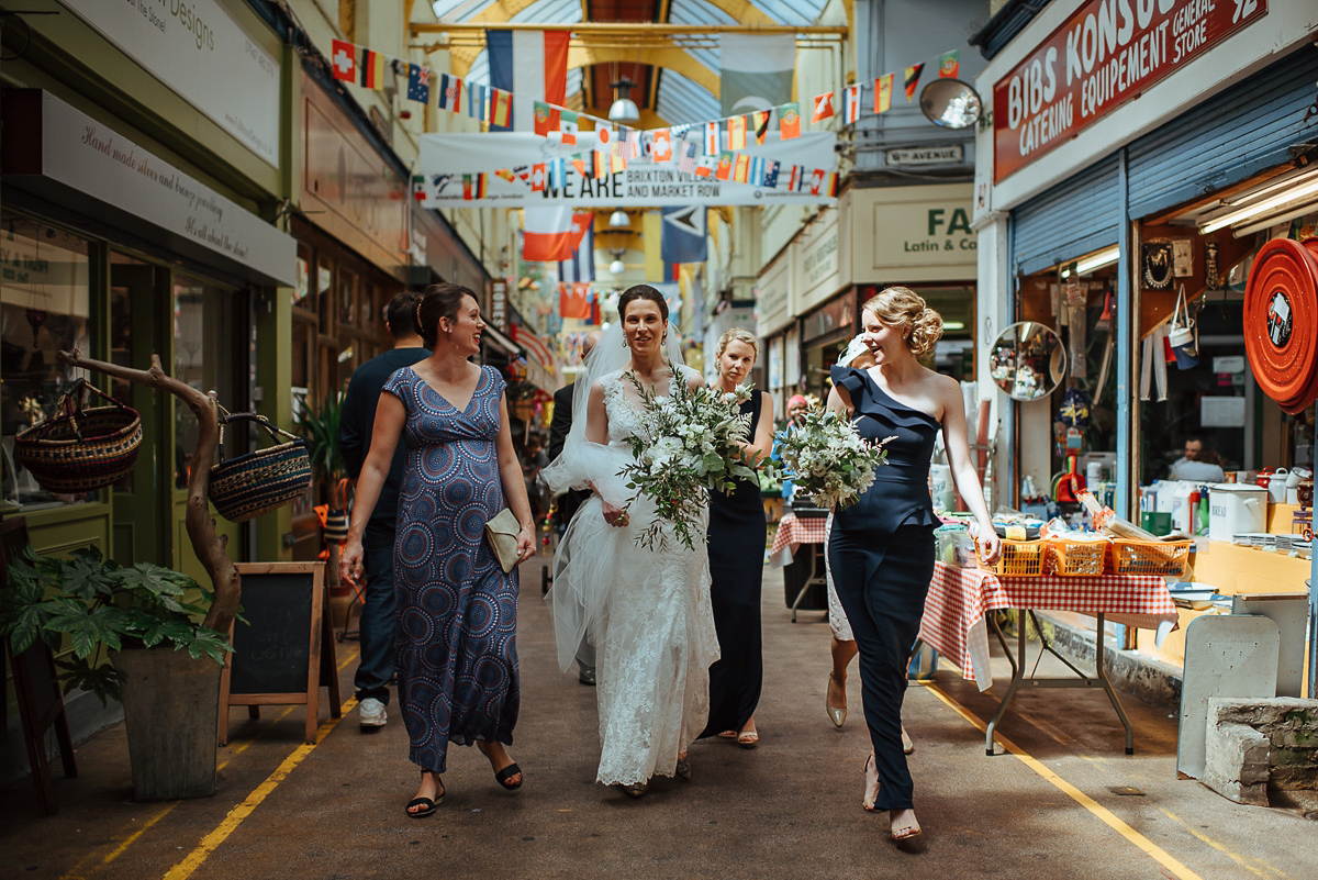 Beth wore a Watters gown and carried an all-white bouquet for her effortlessly elegant, cool, modern and stylish London wedding. Images captured by Wheels & Co Photography. Beth wore a Watters gown and carried an all-white bouquet for her effortlessly elegant, cool, modern and stylish London wedding. Images captured by Wheels & Co Photography.