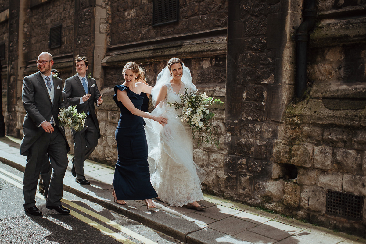 Beth wore a Watters gown and carried an all-white bouquet for her effortlessly elegant, cool, modern and stylish London wedding. Images captured by Wheels & Co Photography. Beth wore a Watters gown and carried an all-white bouquet for her effortlessly elegant, cool, modern and stylish London wedding. Images captured by Wheels & Co Photography.