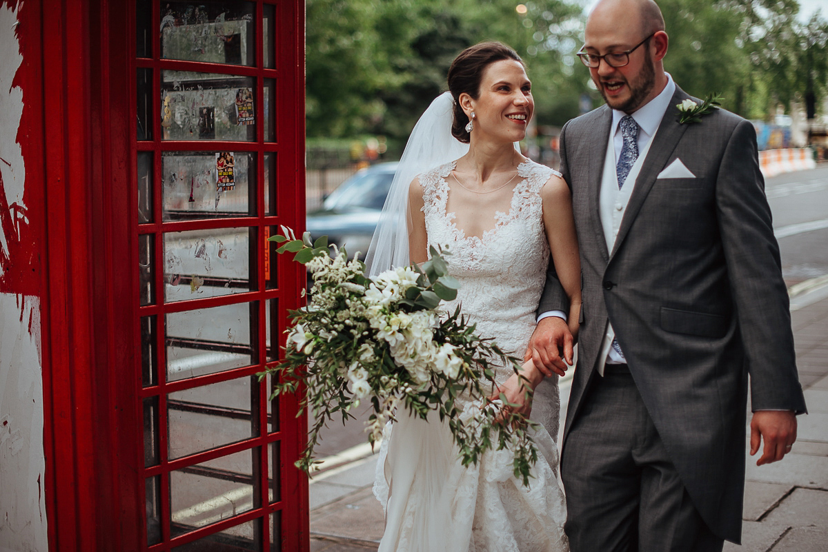 Beth wore a Watters gown and carried an all-white bouquet for her effortlessly elegant, cool, modern and stylish London wedding. Images captured by Wheels & Co Photography. Beth wore a Watters gown and carried an all-white bouquet for her effortlessly elegant, cool, modern and stylish London wedding. Images captured by Wheels & Co Photography.