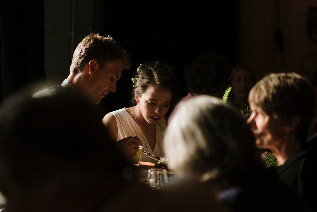 Ruth wore a J.Crew dress for her modern, cool, London warehouse wedding. Photography by Thierry Joubert.