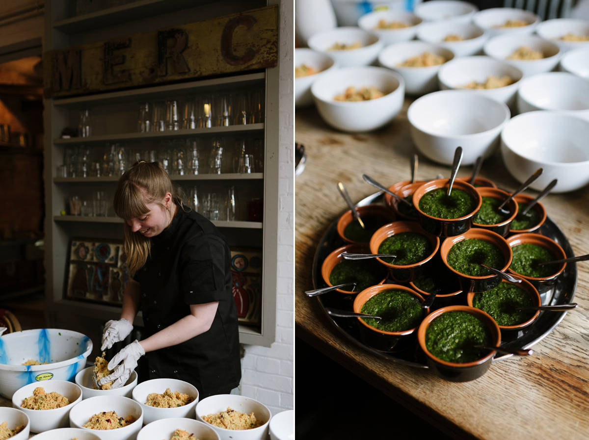 Ruth wore a J.Crew dress for her modern, cool, London warehouse wedding. Photography by Thierry Joubert.