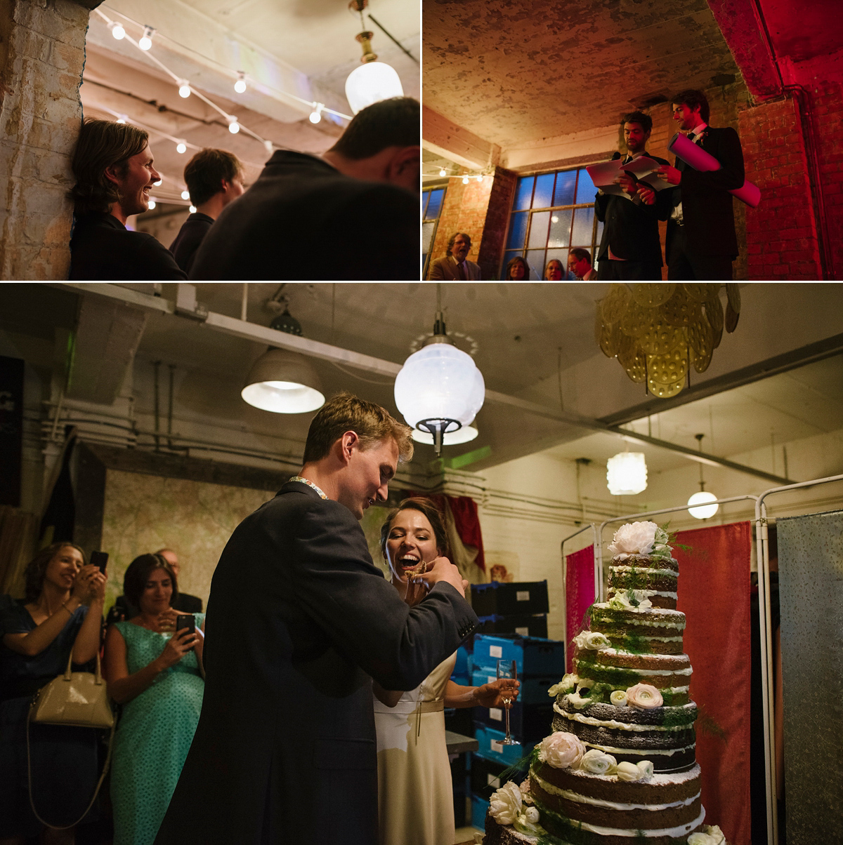 Ruth wore a J.Crew dress for her modern, cool, London warehouse wedding. Photography by Thierry Joubert.