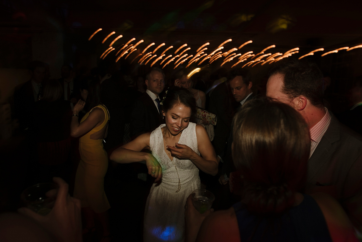 Ruth wore a J.Crew dress for her modern, cool, London warehouse wedding. Photography by Thierry Joubert.