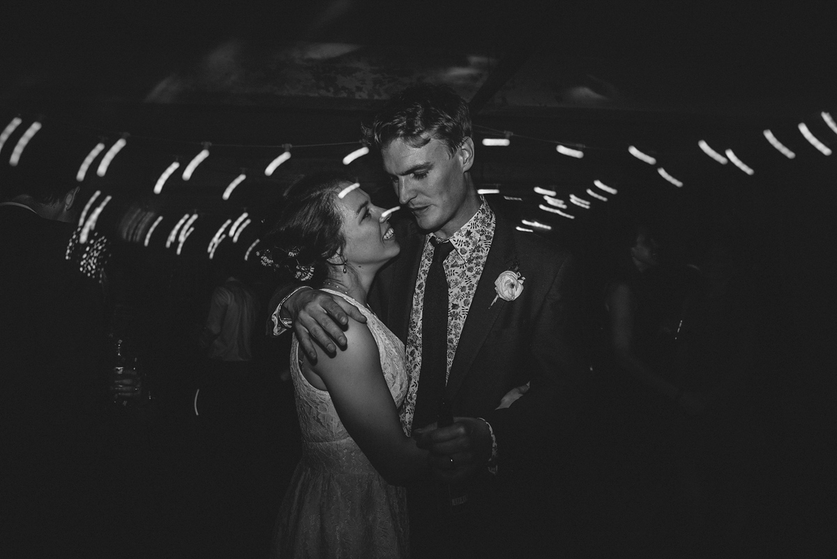 Ruth wore a J.Crew dress for her modern, cool, London warehouse wedding. Photography by Thierry Joubert.