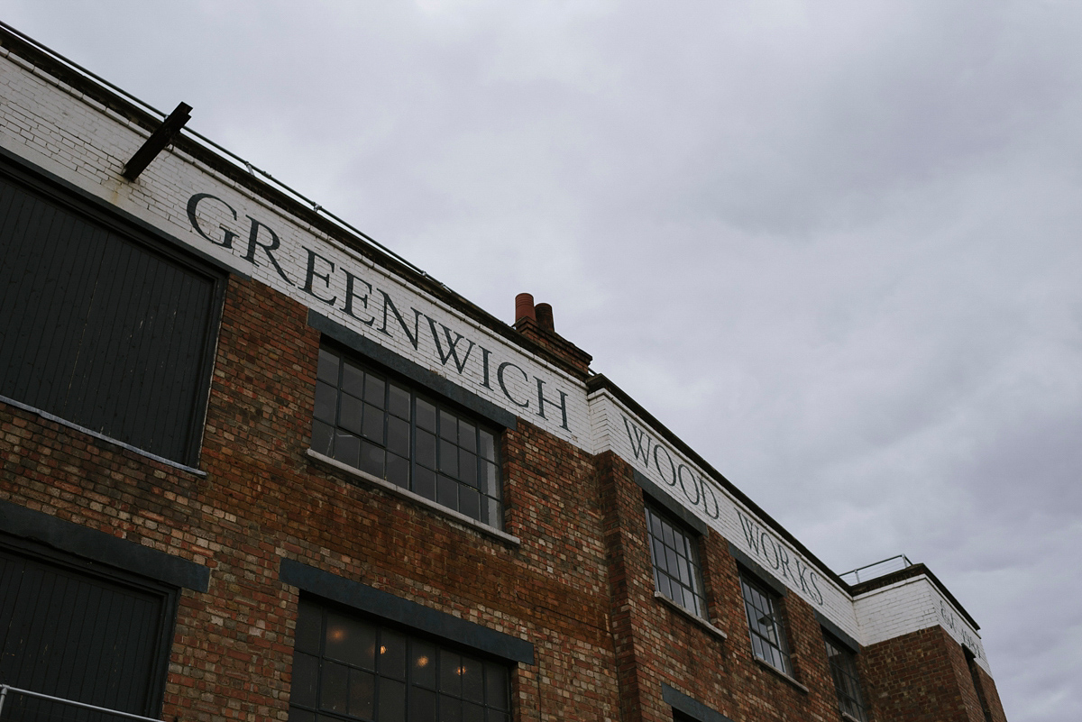 Ruth wore a J.Crew dress for her modern, cool, London warehouse wedding. Photography by Thierry Joubert.