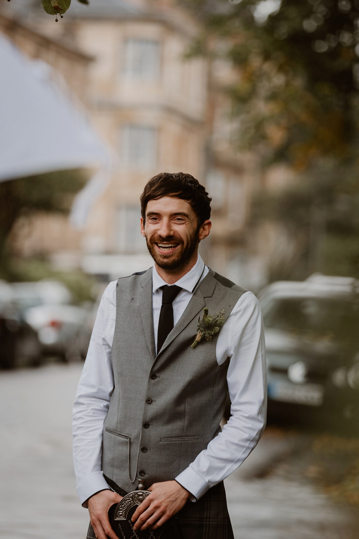 Katie wore a For Love & Lemons dress for her cool, modern, warehouse wedding in Glasgow. Photography by The Curries.