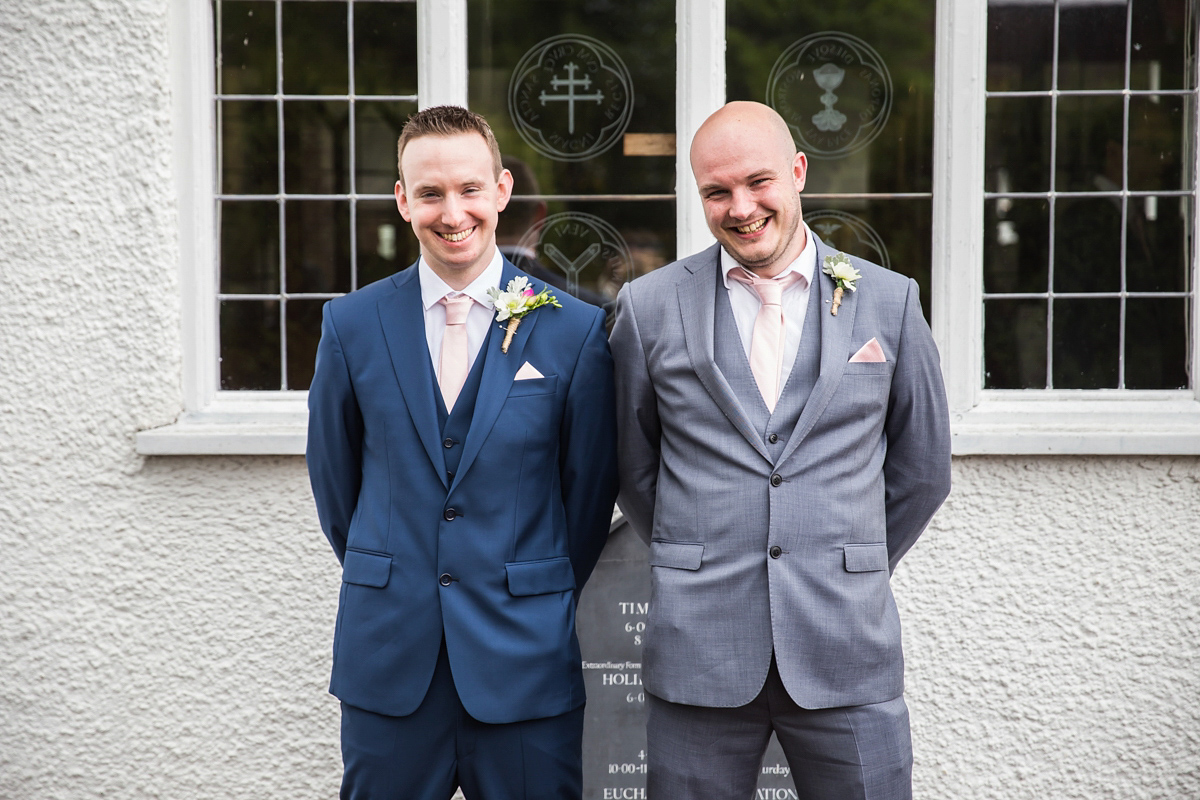 Jo wore a retro inspired Sassi Holford gown from Ellie Sanderson bridal boutique and a pair of Charlotte Mills shoes for her 'silent disco' wedding. Photography by Hannah Larkin.