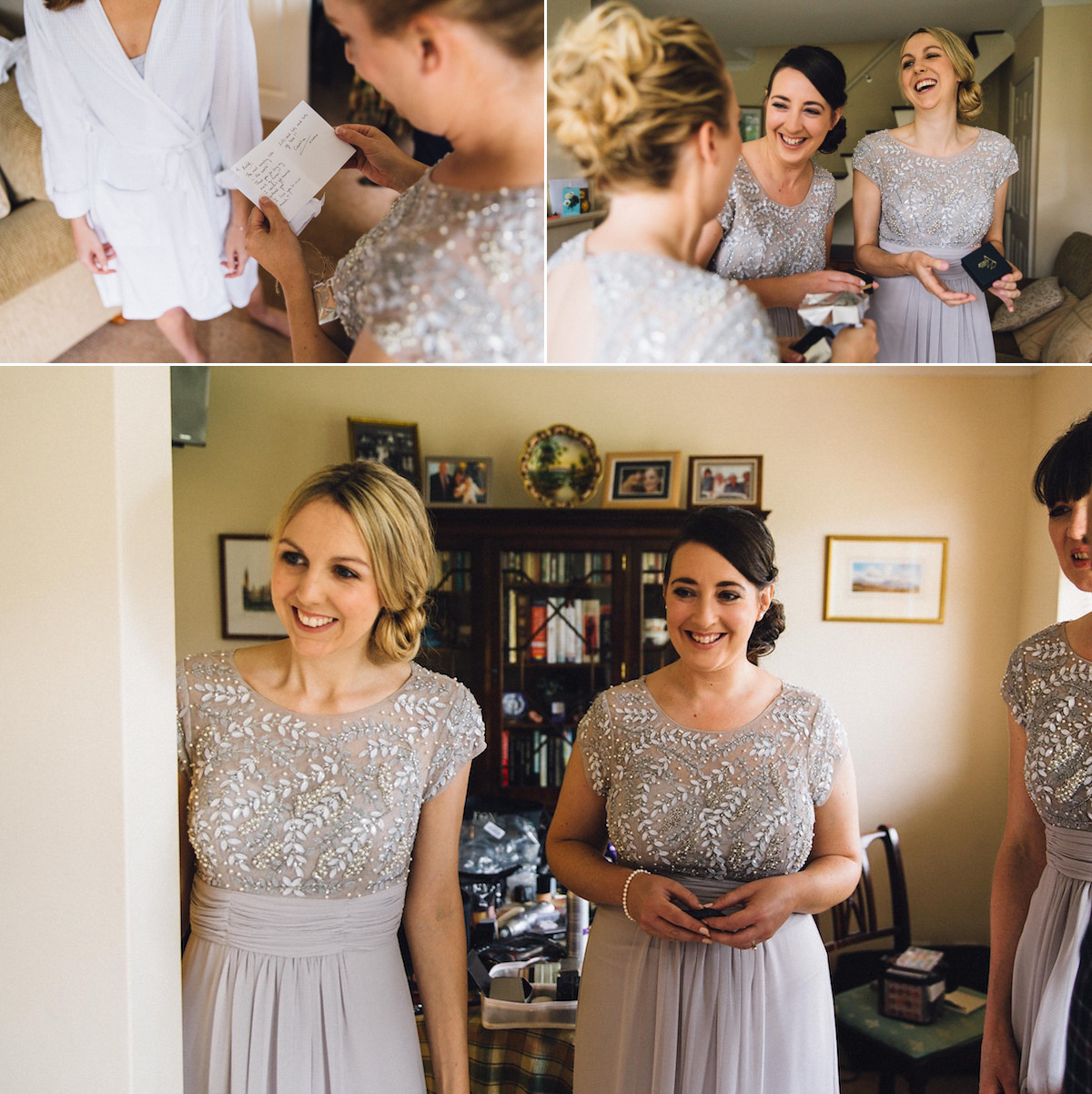 Caroline wore a Martina Liana gown for her elegant rainy day barn wedding. Images captured by Red On Blonde Photography.