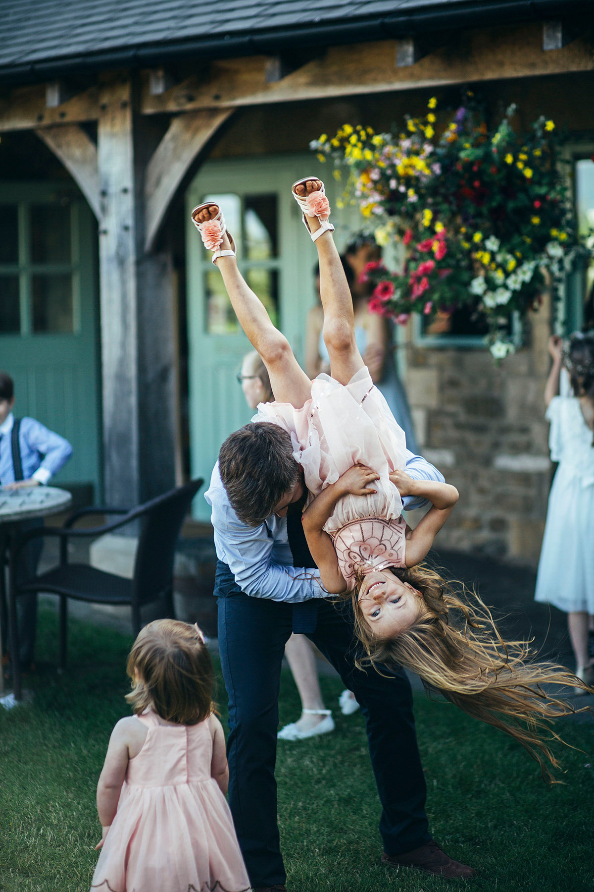 Laurie wore a blush pink tulle gown by Allure Bridals for her English country, vintage inspired wedding. Photography by Rachael Fraser.