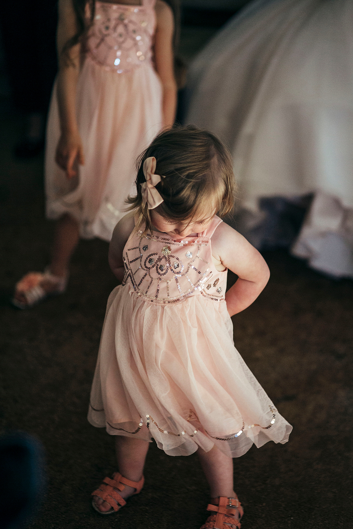 Laurie wore a blush pink tulle gown by Allure Bridals for her English country, vintage inspired wedding. Photography by Rachael Fraser.