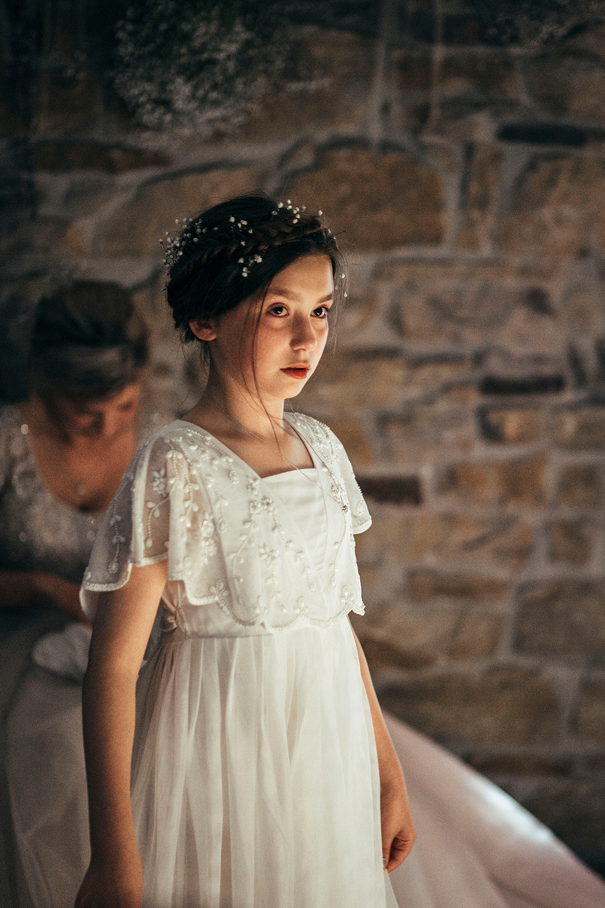 Laurie wore a blush pink tulle gown by Allure Bridals for her English country, vintage inspired wedding. Photography by Rachael Fraser.