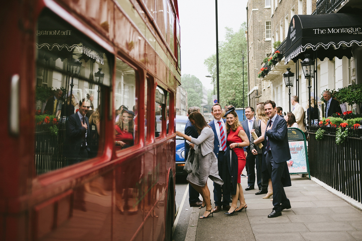 Theresa wore the Frida gown by Catherine Deane, via BHLDN, for her modern London wedding with no bridesmaids. Photography by Ed Godden.