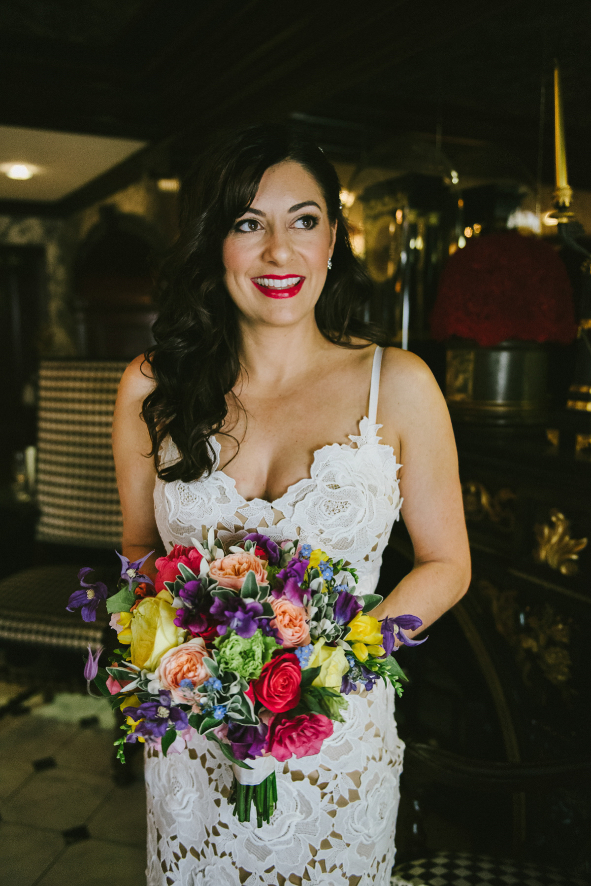 Theresa wore the Frida gown by Catherine Deane, via BHLDN, for her modern London wedding with no bridesmaids. Photography by Ed Godden.