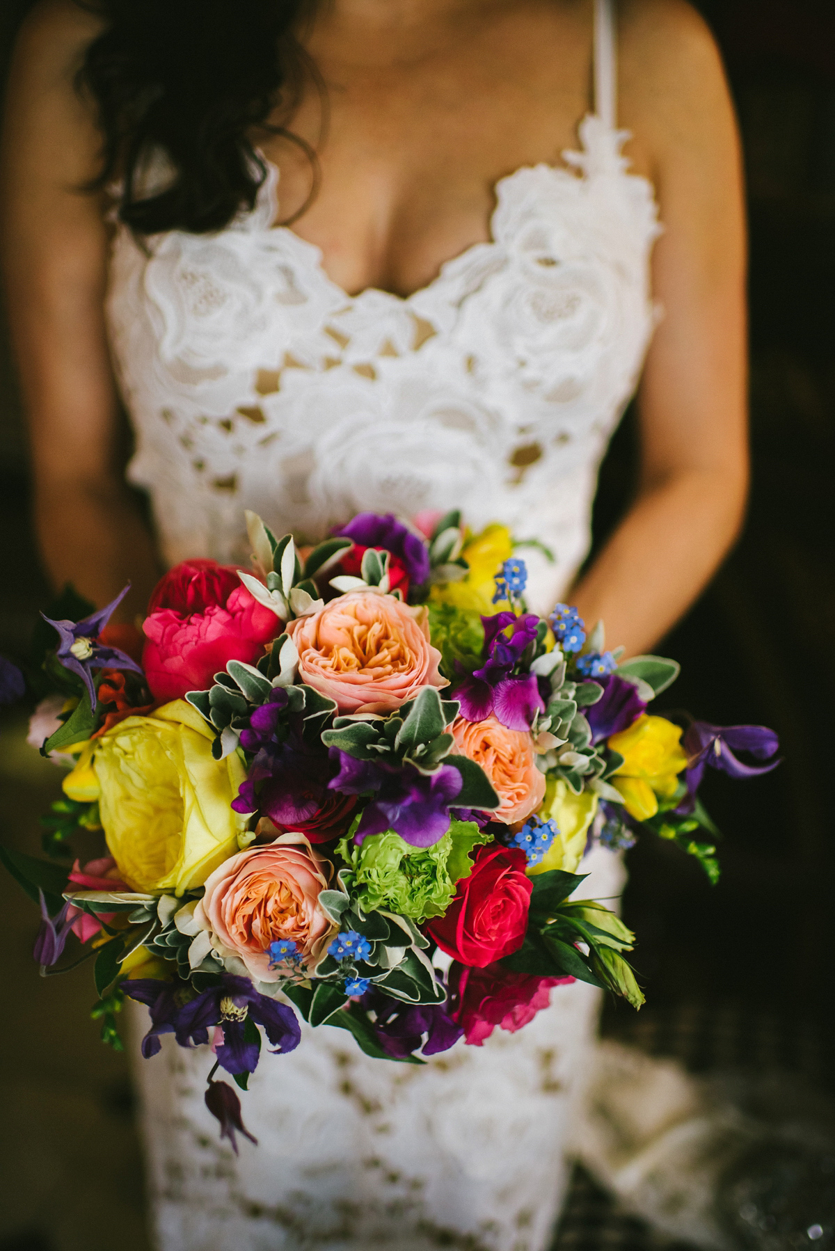 Theresa wore the Frida gown by Catherine Deane, via BHLDN, for her modern London wedding with no bridesmaids. Photography by Ed Godden.