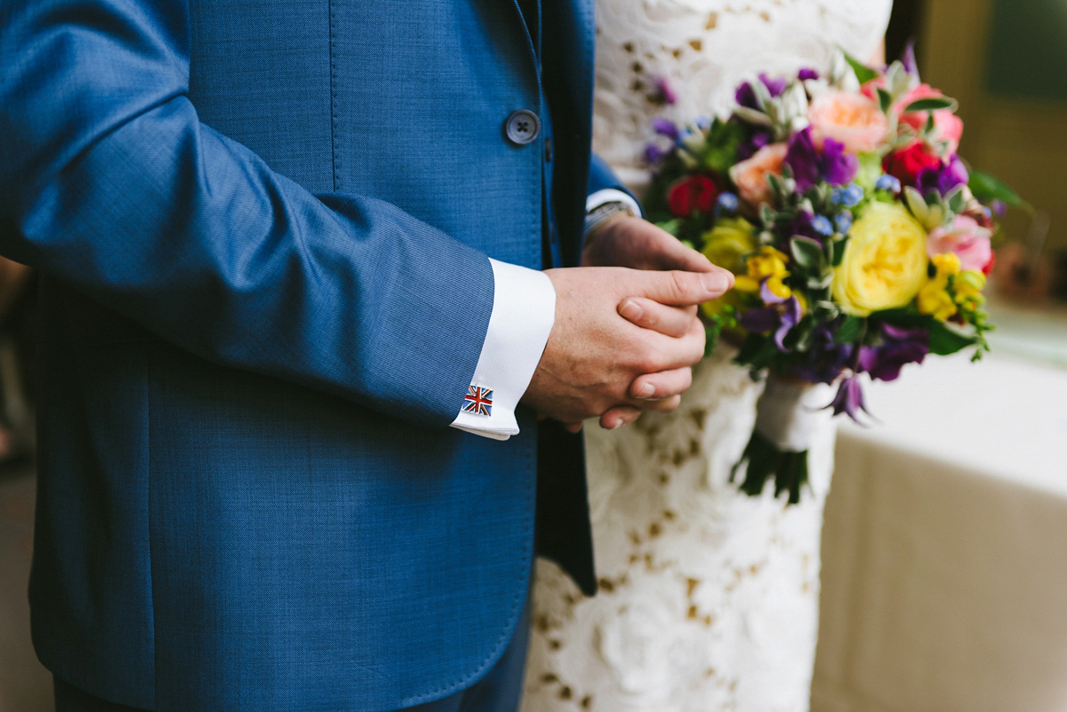 Theresa wore the Frida gown by Catherine Deane, via BHLDN, for her modern London wedding with no bridesmaids. Photography by Ed Godden.