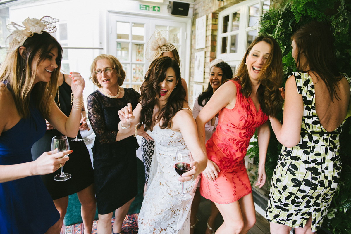 Theresa wore the Frida gown by Catherine Deane, via BHLDN, for her modern London wedding with no bridesmaids. Photography by Ed Godden.