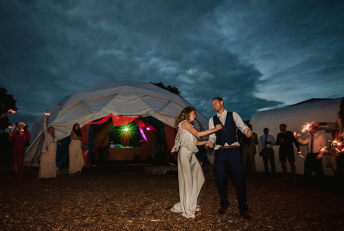 Posie wore a Delphine Manivet gown for her rustic, handmade, outdoor handfasting ceremony, captured by Amy Taylor Imaging.