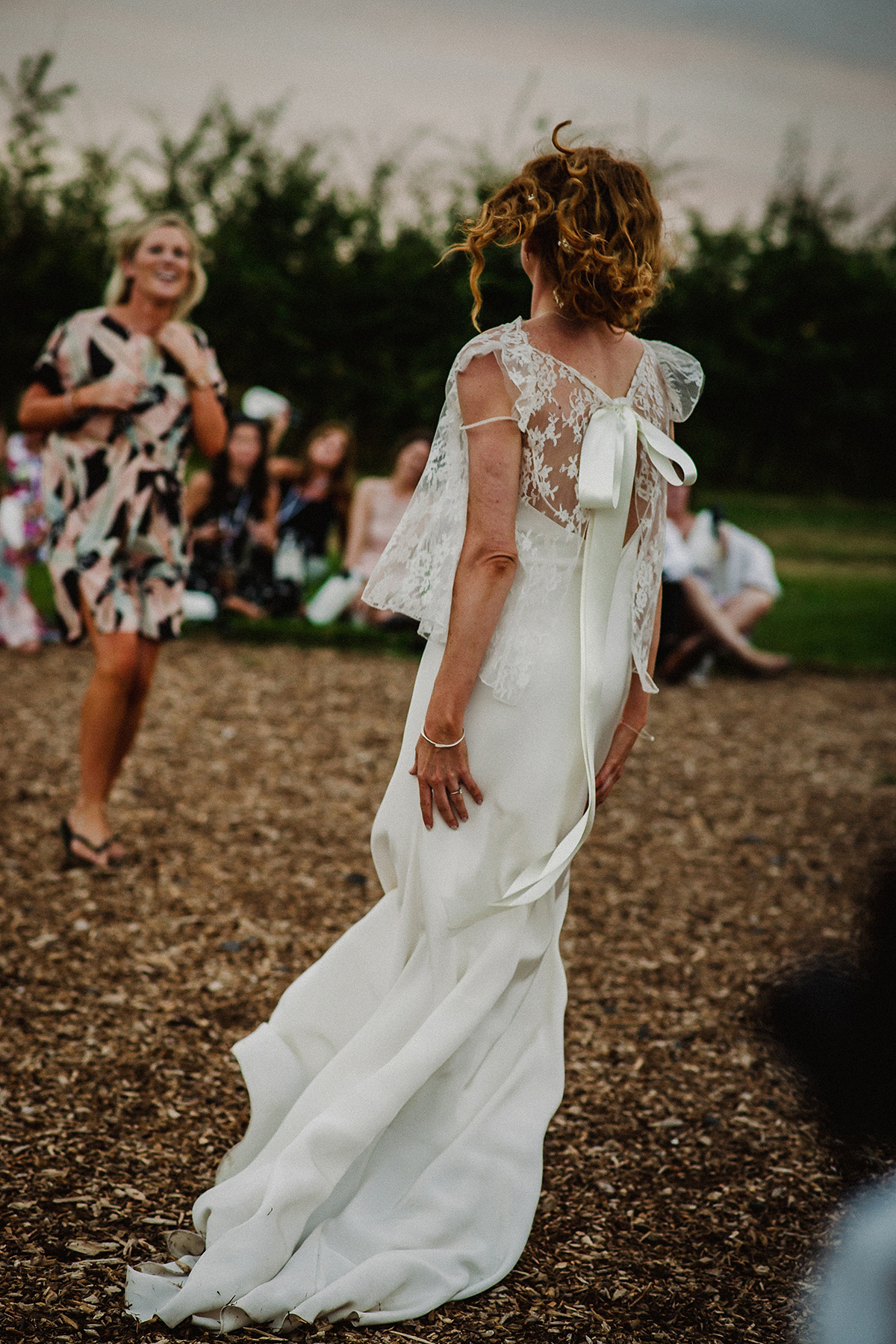 Posie wore a Delphine Manivet gown for her rustic, handmade, outdoor handfasting ceremony, captured by Amy Taylor Imaging.