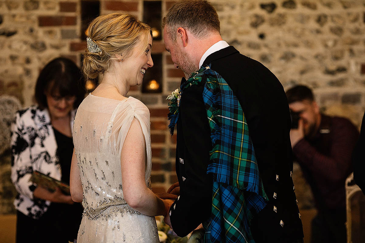 Michelle wore a chic, beaded, Jenny Packham gown for her elegant Sussex barn wedding. Photography by Paul Joseph.