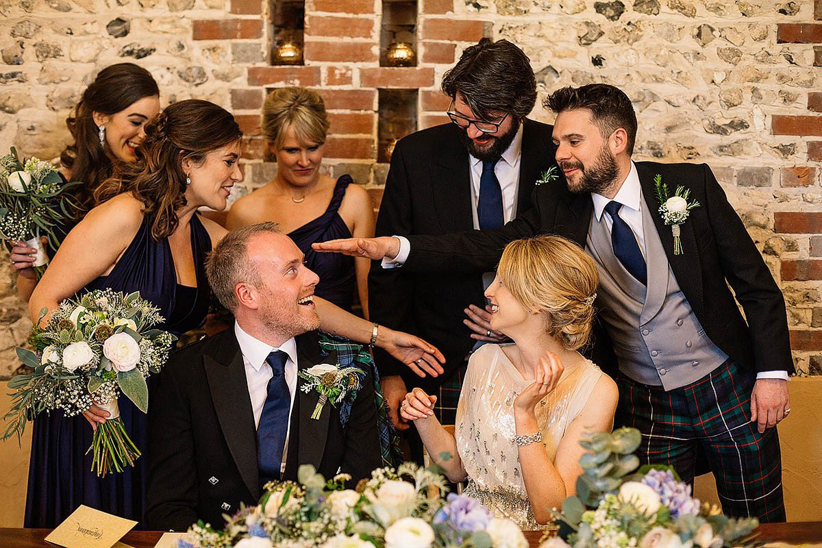 Michelle wore a chic, beaded, Jenny Packham gown for her elegant Sussex barn wedding. Photography by Paul Joseph.