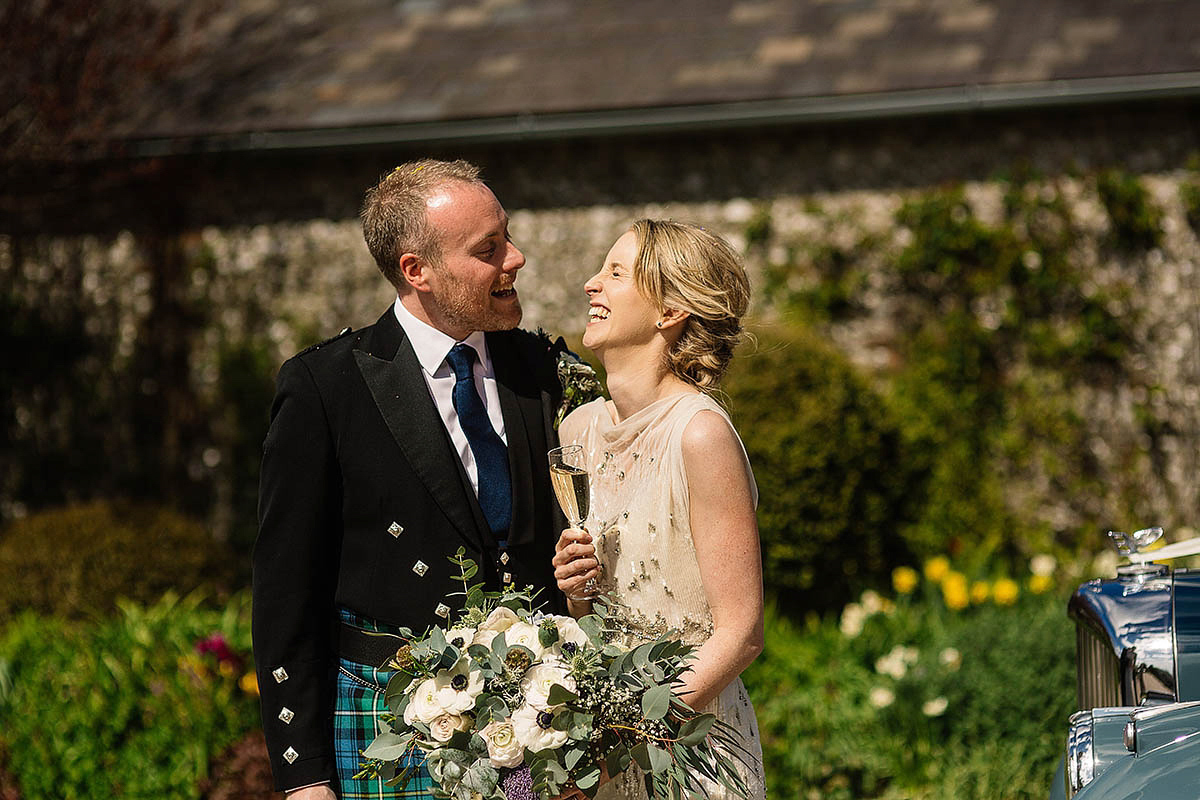 Michelle wore a chic, beaded, Jenny Packham gown for her elegant Sussex barn wedding. Photography by Paul Joseph.