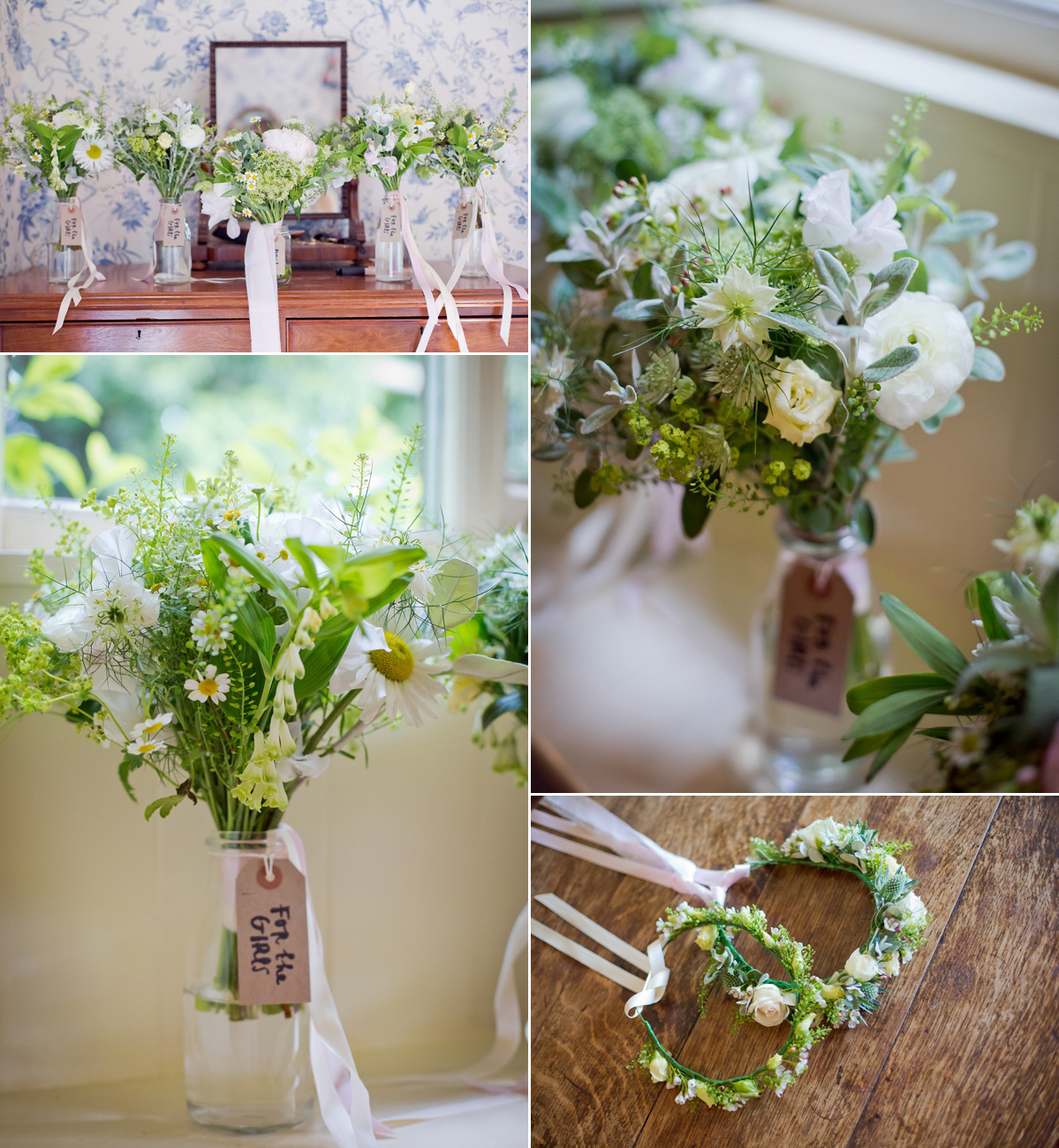 Connie wore a black leather jacket and dress by Belle & Bunty for her English wildfllower meadow inspired wedding. Photography by Emma Sekhonn.