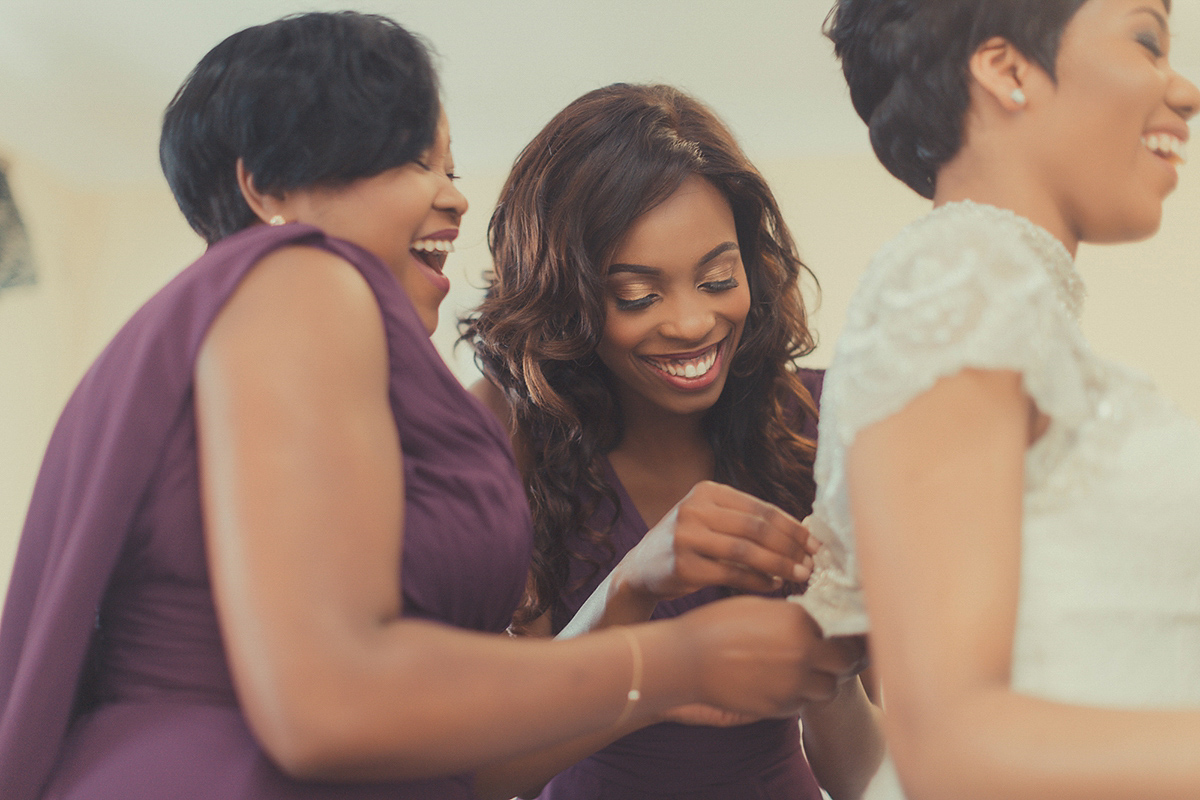 Chioma wore a David's Bridal gown for her Christian and 1920's vintage glamrous inspired wedding. Photography by James Green.