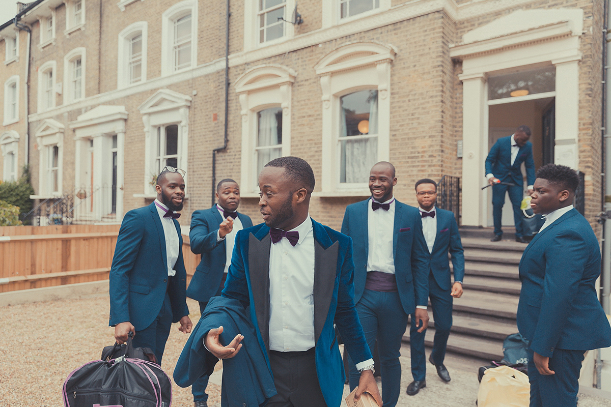 Chioma wore a David's Bridal gown for her Christian and 1920's vintage glamrous inspired wedding. Photography by James Green.