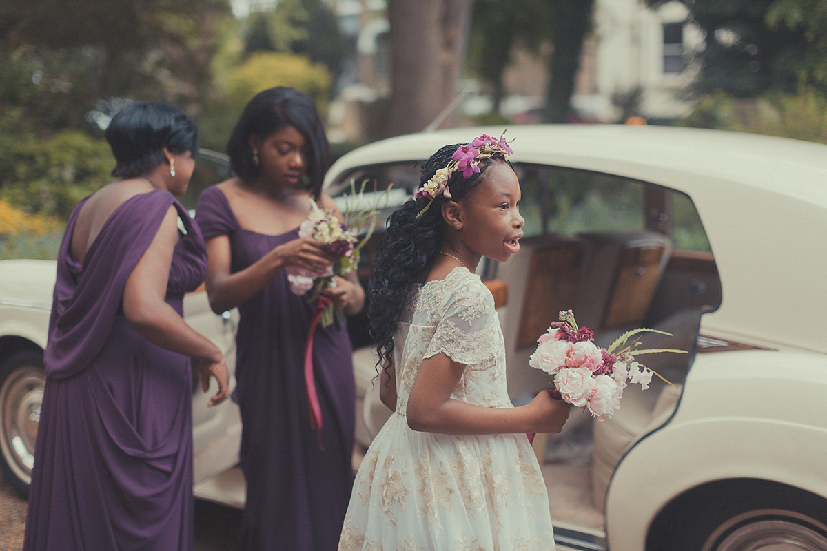 Chioma wore a David's Bridal gown for her Christian and 1920's vintage glamrous inspired wedding. Photography by James Green.