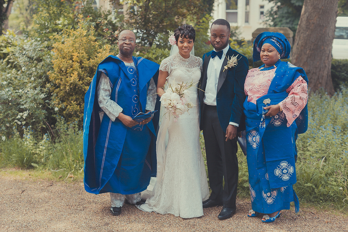 Chioma wore a David's Bridal gown for her Christian and 1920's vintage glamrous inspired wedding. Photography by James Green.