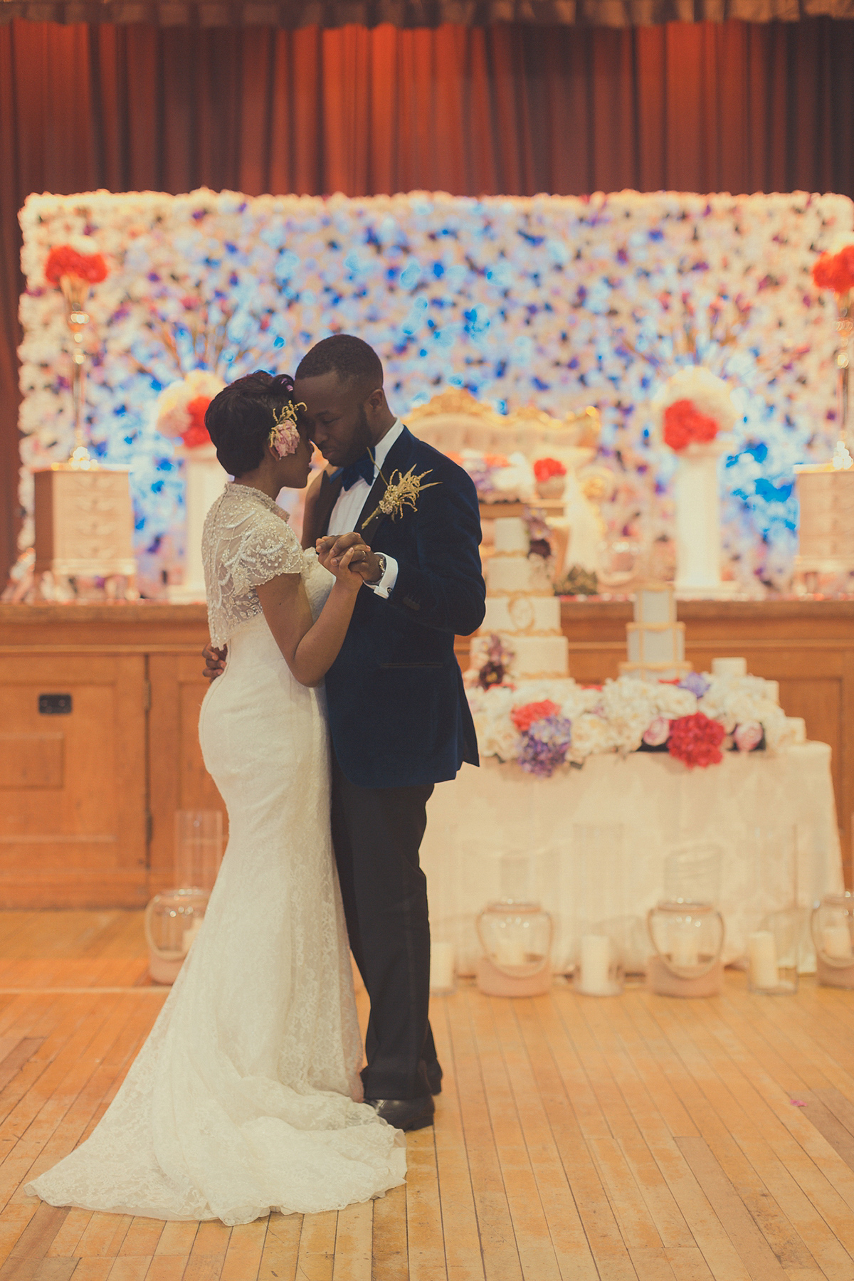 Chioma wore a David's Bridal gown for her Christian and 1920's vintage glamrous inspired wedding. Photography by James Green.