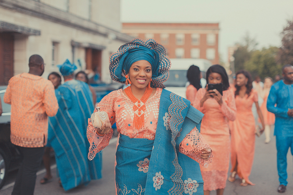 Chioma wore a David's Bridal gown for her Christian and 1920's vintage glamrous inspired wedding. Photography by James Green.