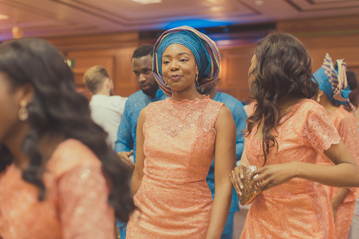 Chioma wore a David's Bridal gown for her Christian and 1920's vintage glamrous inspired wedding. Photography by James Green.