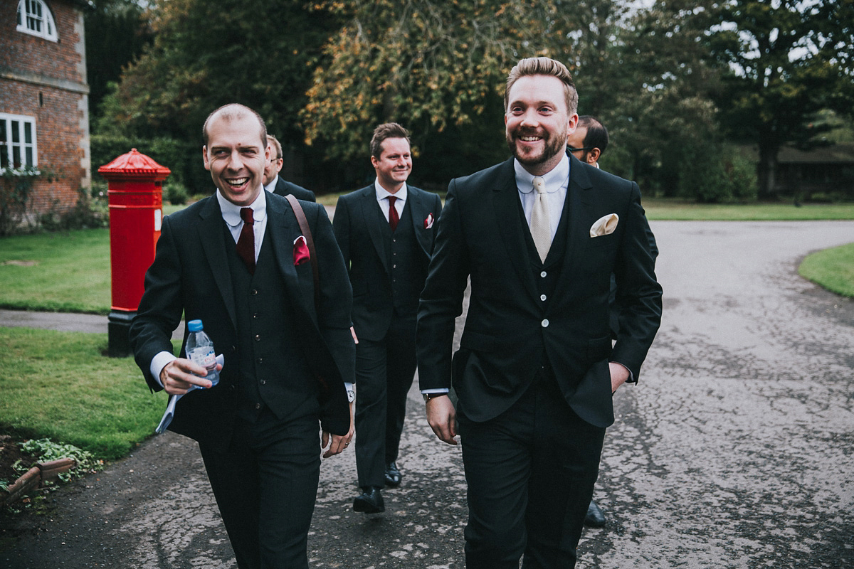 Bride Natasha wore a gown inspired by the dress worn by Dita von Teese for her wedding to Marilyn Manson. Natasha and Ian's wedding was full of Autumnal, gothic romance. Photography by Matt Horan.