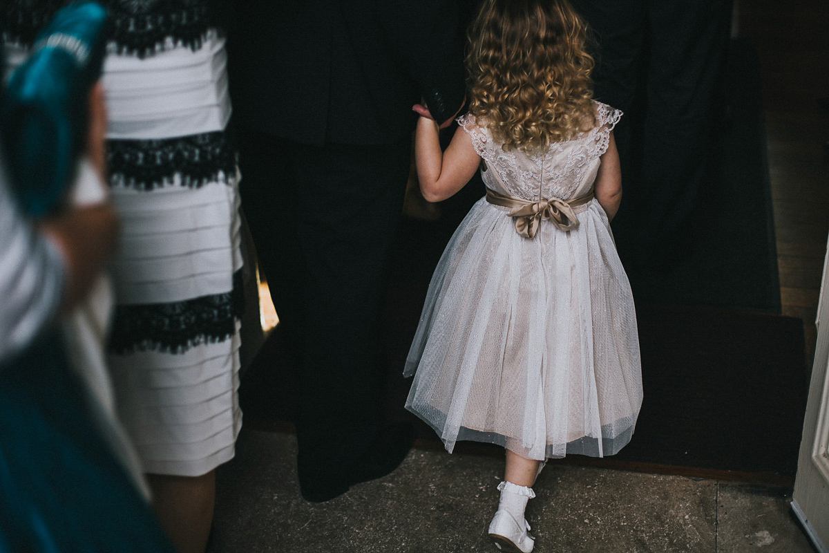 Bride Natasha wore a gown inspired by the dress worn by Dita von Teese for her wedding to Marilyn Manson. Natasha and Ian's wedding was full of Autumnal, gothic romance. Photography by Matt Horan.