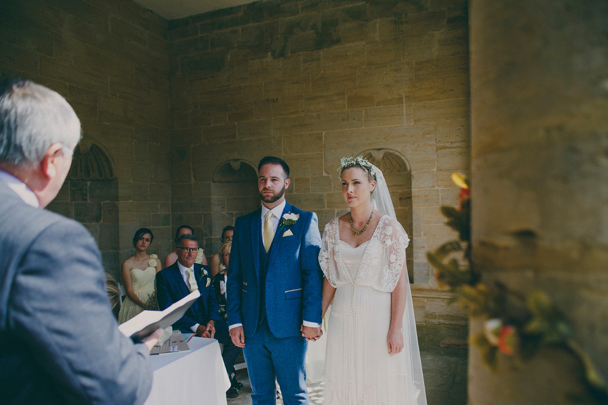 Katie wore a Catherne Deane gown from Leonie Claire bridal boutique in Hove, for her lovely summer garden wedding. Photography by Manon Pauffin.