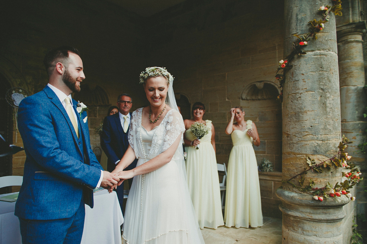 Katie wore a Catherne Deane gown from Leonie Claire bridal boutique in Hove, for her lovely summer garden wedding. Photography by Manon Pauffin.