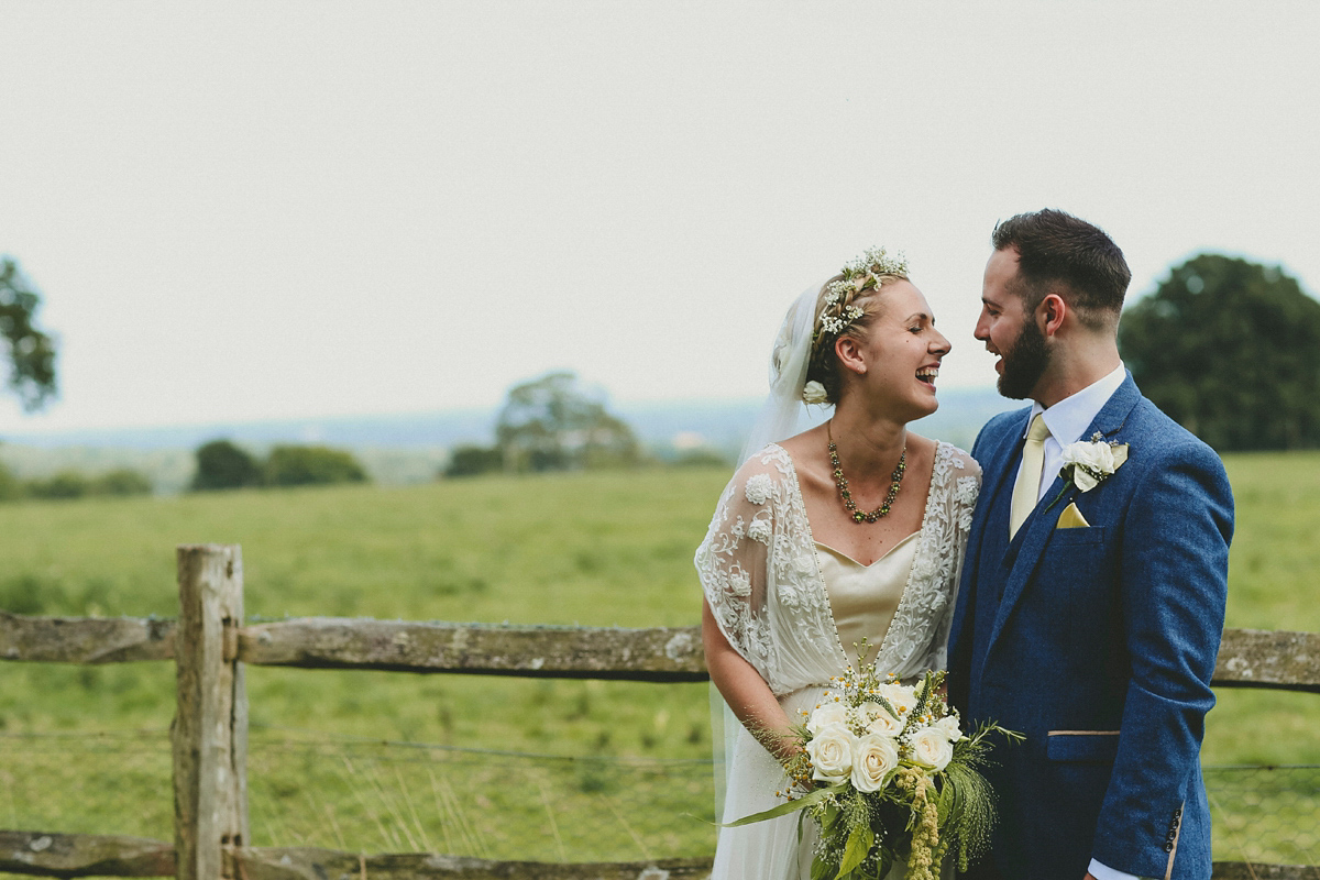 Katie wore a Catherne Deane gown from Leonie Claire bridal boutique in Hove, for her lovely summer garden wedding. Photography by Manon Pauffin.